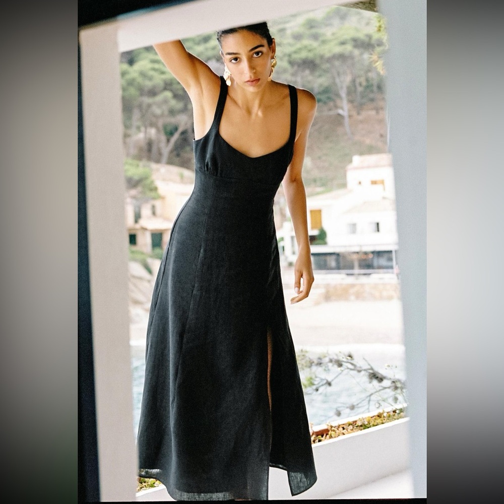 Zara limited edition European pure linen midi dress